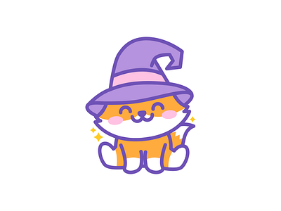 Fox candy cat character cute fox halloween happy illustration logo mascot october spooky wizard