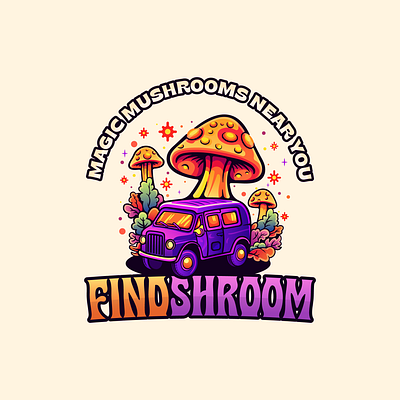 FindShroom Logo character design design forest graphic design illustration logo logo design magic magic logo magic mushroom magic mushroom logo mushroom mushroom design mushroom logo shroom stars trippy truck truck logo vector