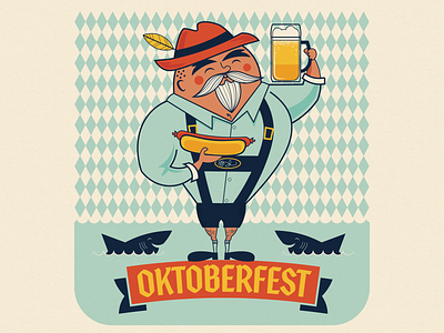 Oktoberfest by the sea character illustration design illustration oktoberfest poster design typography vector