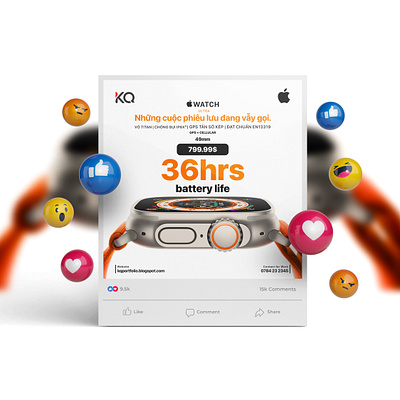 Apple Watch Ultra Advertisement Social Media Post Template apple watch design graphic design illustration kqdesigner kqfreelancer social media social post vector