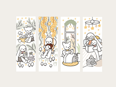 Little forest friends bookmarks bookmark character drawing illustration