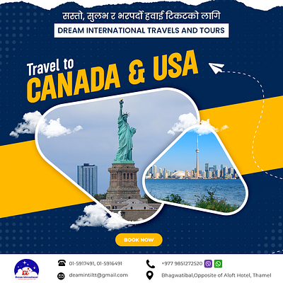 Travel CANADA & USA design flyer graphic design social media post