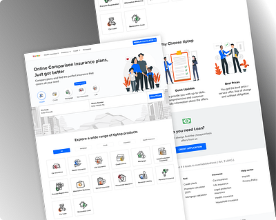 Website Design for Online Insurance plans custom icons design graphic design illustration ui ux vector website