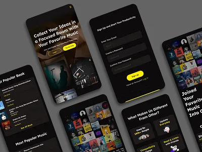 Bpou-ers Mobile Design Dark Theme dark landing page mobile mobile app theme ui uiux ux