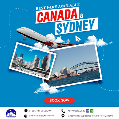 Travel CANADA & AUSTRALIA design flyer graphic design social media post