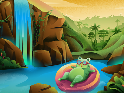 Waterfall Floatie adventure environment illustration landscape illustration travel ui wallpaper web