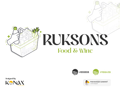 Ruksons Food & Wine Logo Design app branding design food food logo graphic design illustration logo redesign logo ui ux vector website