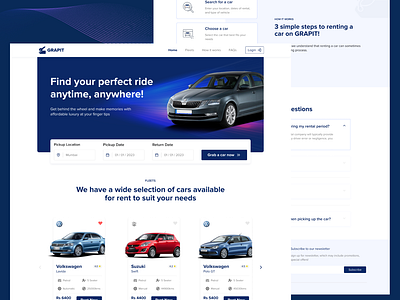 Grapit - A car rental website branding car rent car rental website car service design logo typography ui user interface ux websiteui