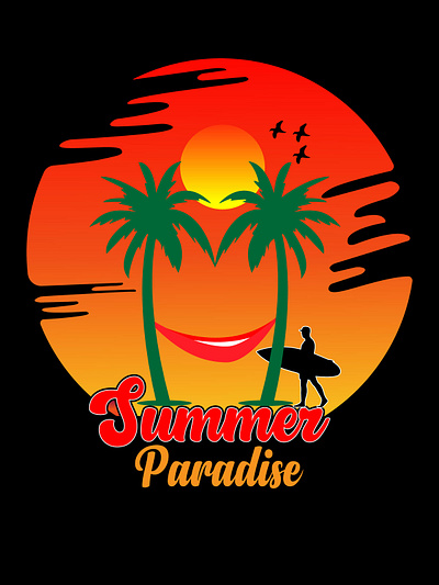 Summer Paradise T-shirt Design design graphic design graphics t shirt design illustration t t shirt t shirt design typography typography t shirt design