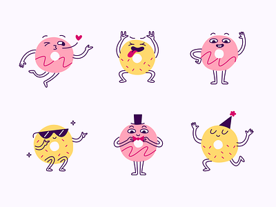 Donut emojis character design characters cute characters design digital illustration donut donuts emoji design emojis illustration illustrator stickers vector vector illustration