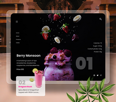 Berry Monsoon Smoothie Menu app branding design graphic design illustration logo typography ui ux vector