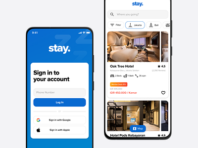 Stay - Hotel Booking App app app design booking design feed home hotel mobile sign in ui user interface