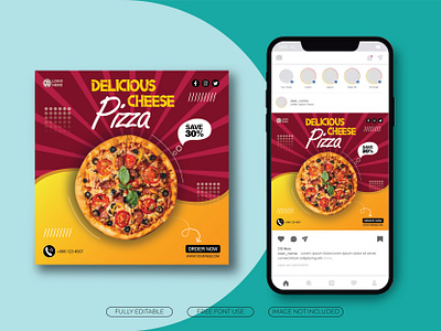 Poster Design For Food Company. banner banner for digital marketing branding design food food company food poster graphic design illustration logo modern banner pizza pizza branding poster poster design for food company poster for pizza social media banner social media poster social media poster design