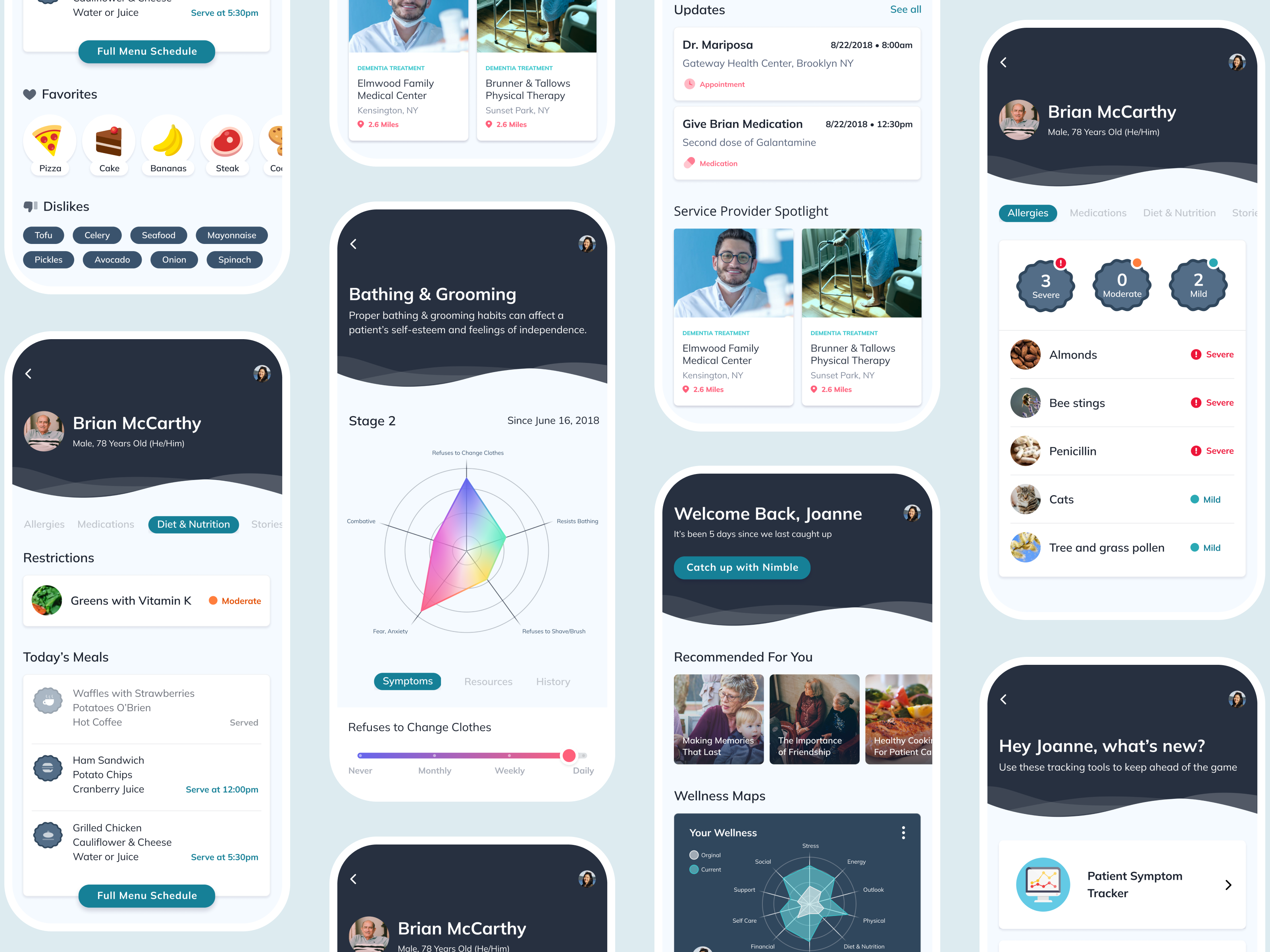Wellness Tracking for Patients and Caregivers caregiver dementia healthcare holistic patient provider ui ux wellbeing