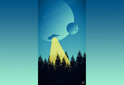 UFO 2d 3d animation art design designer forest graphic design illustration logo photoshop sketch ufo ui