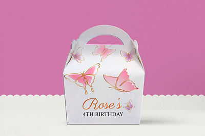 Butterfly Personalized Children’s Party Box Gift Bag birthday party box design box design branding butterfly party box children party box creative design gift bag graphic design party box party pack print design