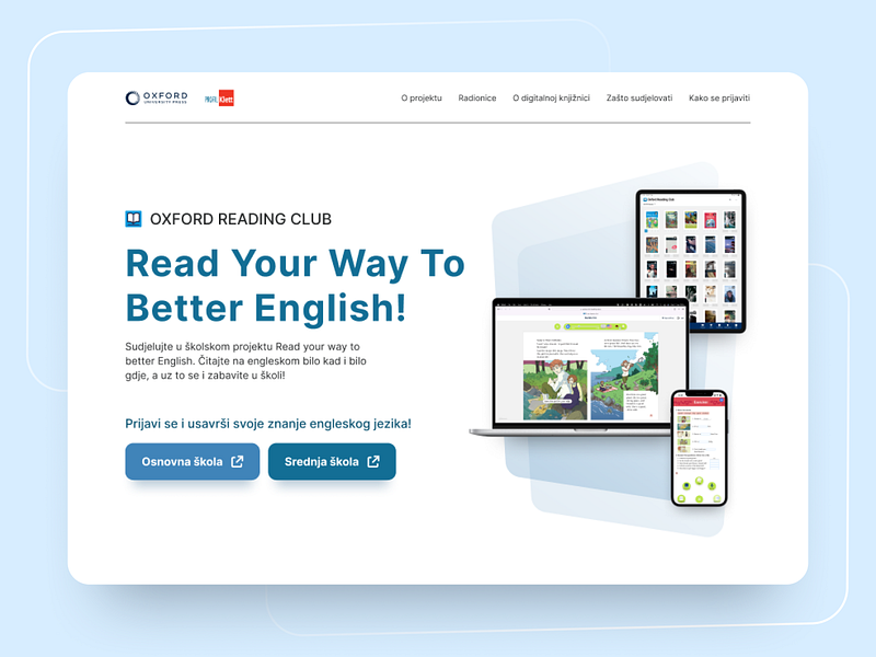 Read Your Way to Better English design devices edtech education figma graphic design header homepage learning marketing oxford reading school site ui uiux ux web web design website