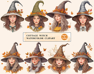 Free Cottage Witch Watercolor Clipart Bundle clipart cottage witch clipart cozy witch design digital art digital download fall witch free freebie halloween bundle halloween designs halloween sublimation illustration kitchen witch october crafts png watercolor witch witch cliparts witches