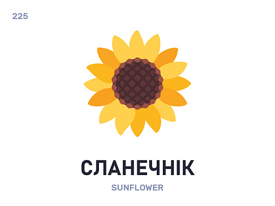 Сланéчнік / Sunflower belarus belarusian language daily flat icon illustration vector