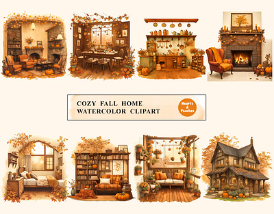 Cozy Fall Home Watercolor Clipart Bundle autumn autumn clipart clipart cozy home scene clipart design digital art digital download fall fall aesthetic home clipart fall clipart fall home fall hygge home graphics fall sceneries graphic design illustration png rustic fall home graphics warm and cozy art bundle watercolor