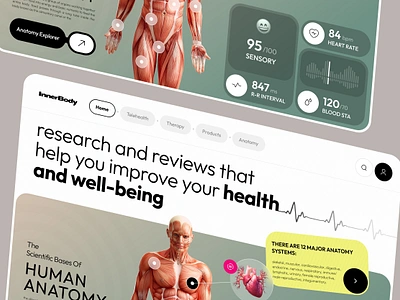 InnerBody - Anatomy Systems🫀 anatomy body design doctor header health healthcare heart hospital human landing medical care medicine science trend ui uidesign uiux web website