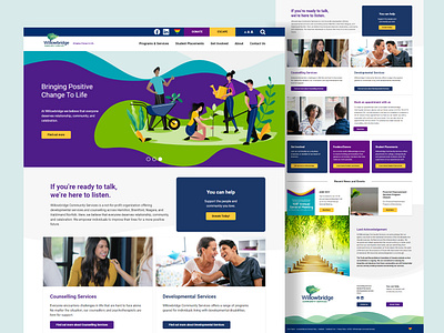 Non-profit organization website Willowbridge adobe xd ai belonging charitable communities design donate figma graphic design hamilton logo nonprofit organization ux web design webflow website willowbridge wordpress