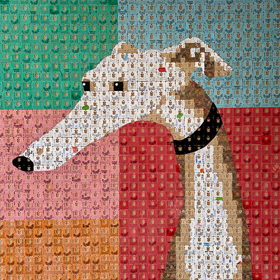 Breadhound art collage design dog greyhound mosaic pixel