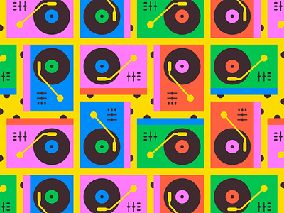 Turntable Tile deejay disco dj mosaico patron pattern record tile tocadiscos tornamesa turntable vinil vinyl