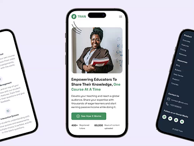 TRAIN Website Mobile View appdesign appdesign ui design elearning ui ux web webapp