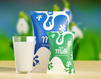 Fresh Milk Pouch Package 3d modeling adobe illustrator blender brand identity branding graphic design illustration logo packaging design product design
