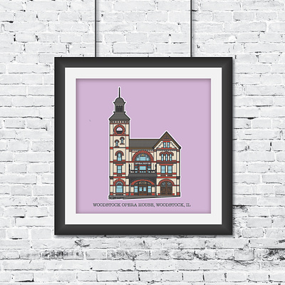 Woodstock Opera House illustration architecture historic building illustration