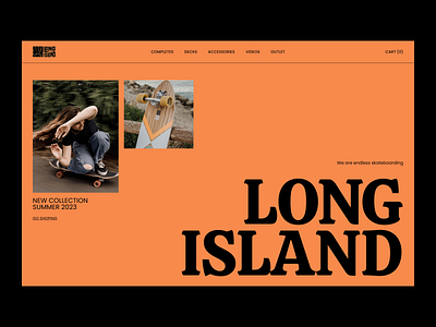 Long Island Boards clean design e commerce grid homepage minimalism simple skateboards store typography ui uiux ux