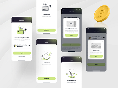 PA Wallet UI_empty & pop-up app design empty green mobile ui ux wallet