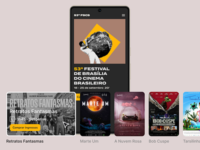 Landing page Festival de Cinema de Brasília 2d brand branding brazil carousel colors design figma filmes flat hero hero section landing page mobile movie movies product design saas ui ux