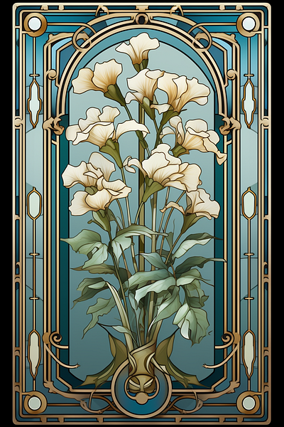 Art Nouveau Style Flower Panels poetry of petals