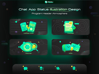 Chat app tab illustration i logo ui