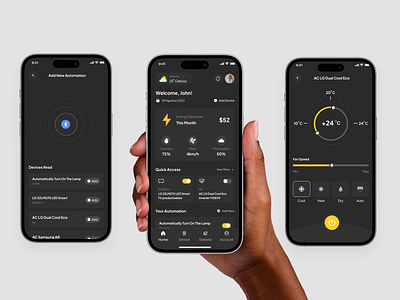 SmartHome Aplication ai clean dark dark mode home mobile modern simple smart smarthome technology trending