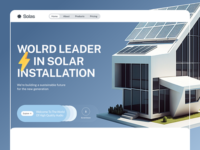 Solar Energy Web Header Design agency asthetic clean concepts ecoweb green green energy landing page modern renewable energy solar solar energy solar panel solar power ui web header website