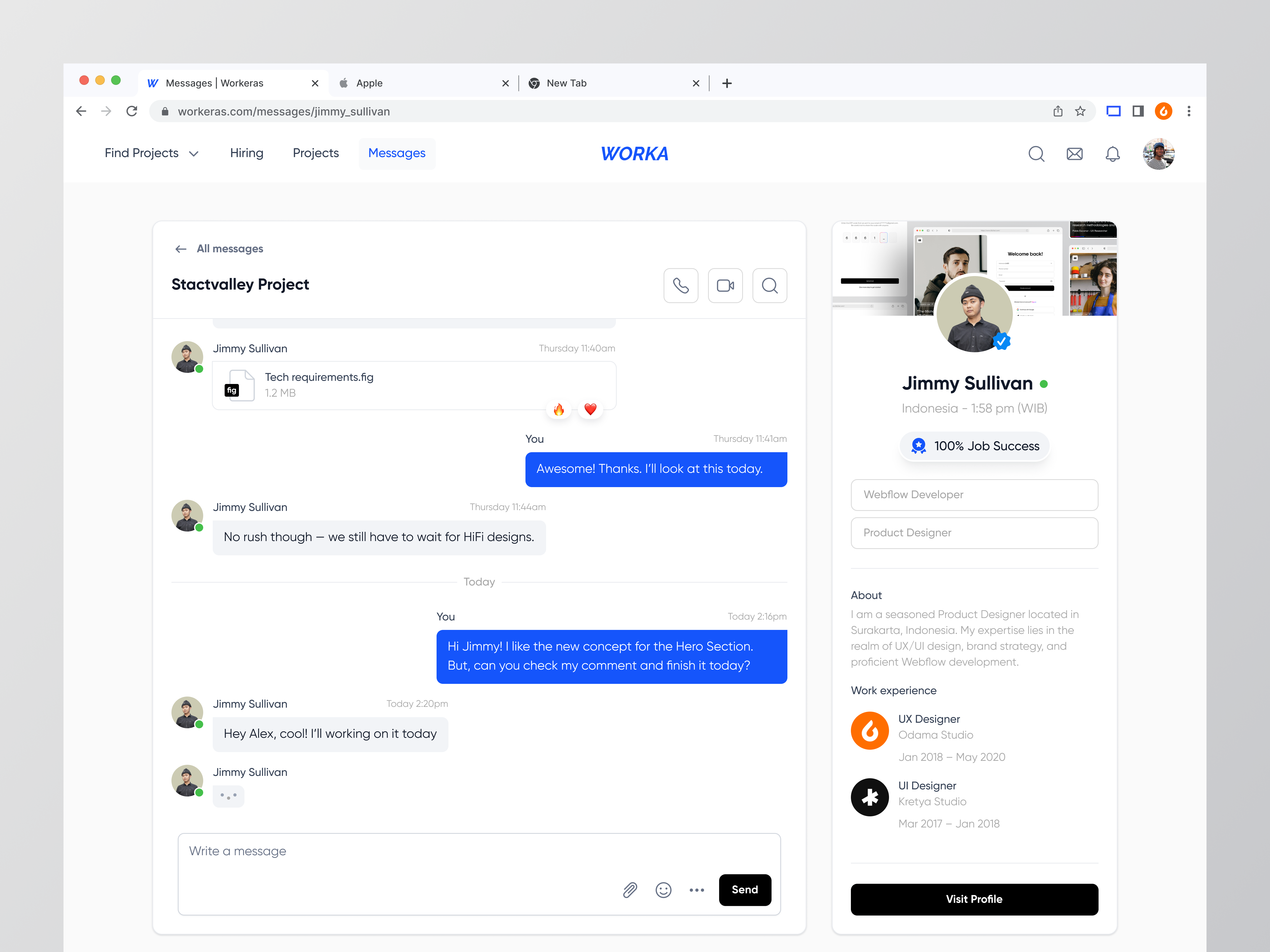 Worka - Job Finder SaaS careers chat dashboard employee hr job job board job finder job finder app job finder dashboard job listing job portal job search message messenger product design recruitment saas ui ux