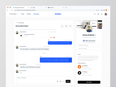 Worka - Job Finder SaaS🔥 candidate careers chat dashboard employee hiring hr human resources job job board job finder job finder app job listing job portal job search product design recruitment saas ui ux