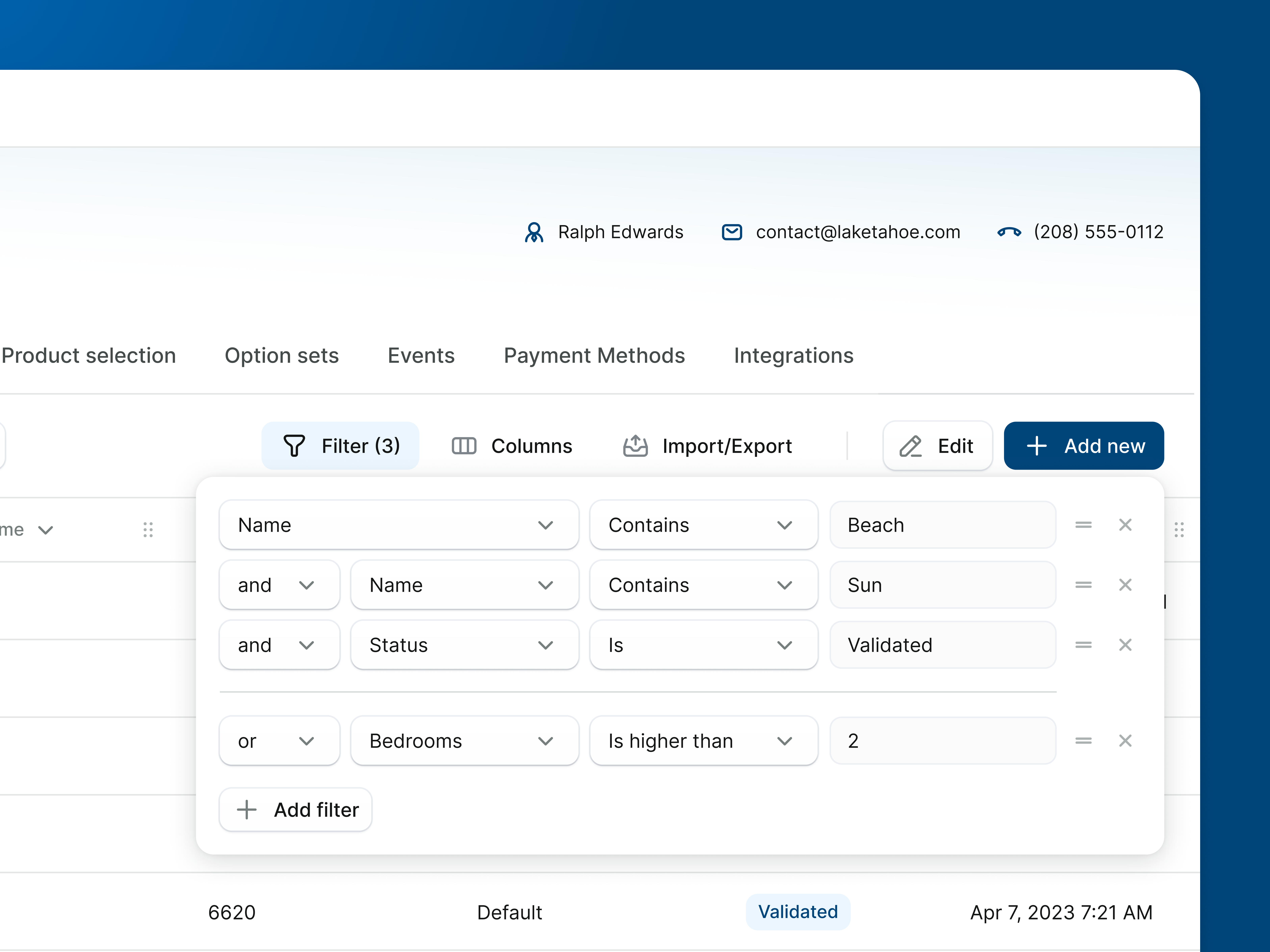 Sojo (Getsojo) - Logic filters 2023 app cells clean columns dashboard excel filters inspiration light ui list logic modern saas select sorting table trends ux web app