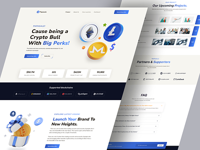 Crypto Launchpad Homepage UI Design bitcoins crypto launchpad cryptotrading design esports finance gaming igo launchpad lanidng page design liquidity pool metaverse metaverse app p2e game staking uxdesign web3 webdesign website redesign