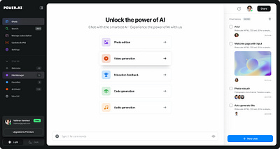 POWER.AI : AI tool for all your needs android app design branding design ui ux