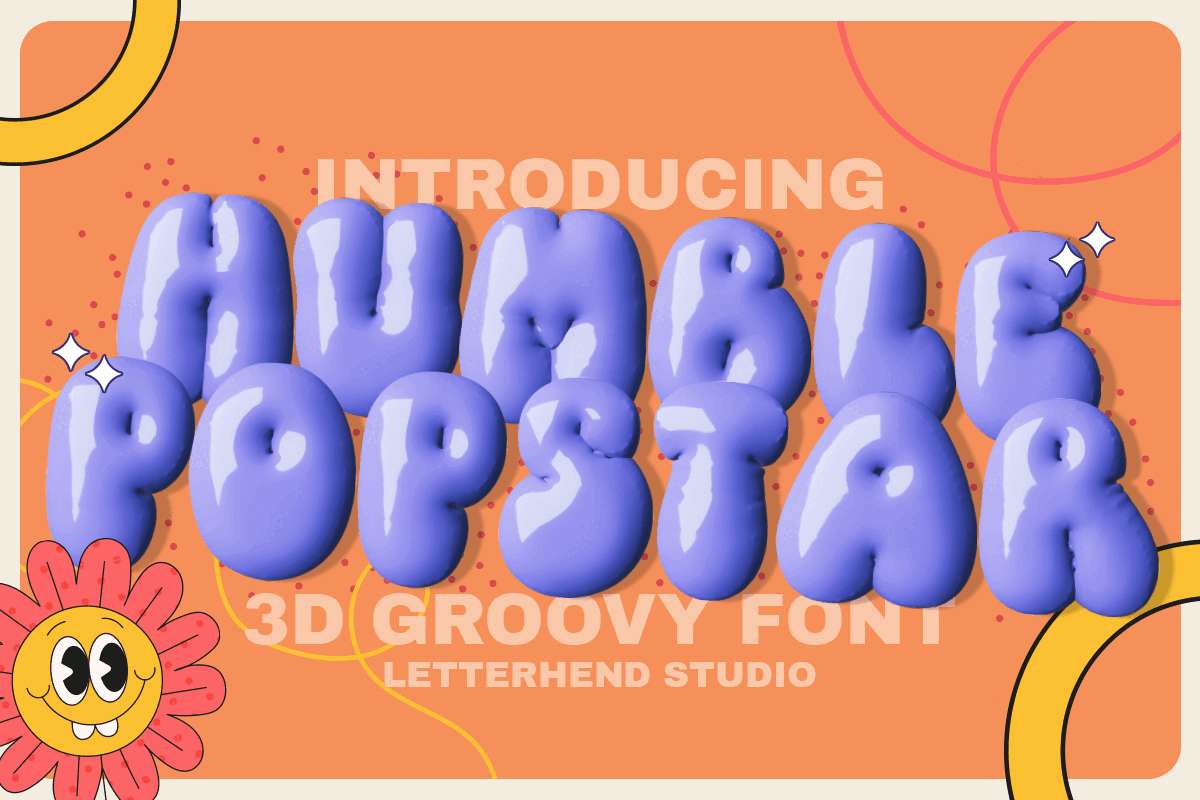 Humble Popstar - 3D Groovy Font photoshop