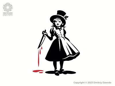 Girl Madness Logo alice angry girl branding dress fairy tale fairy tale character girl madness hat knife little girl logo mood