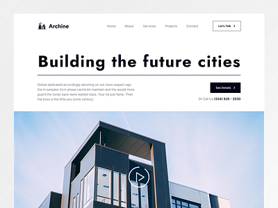 Archine- Architecture Website Header Exploration architecture architecture agency architecture website bold building header home house layout property typography ui ux web web design webdesign website website concept website design whitespace