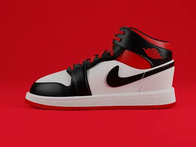 Air Jordan 1 Mid 3d 3dmodel air air jordan cloth design illustrator modeling nike shoes web web design