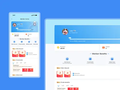 Member Centre of App&Web graphic design ui