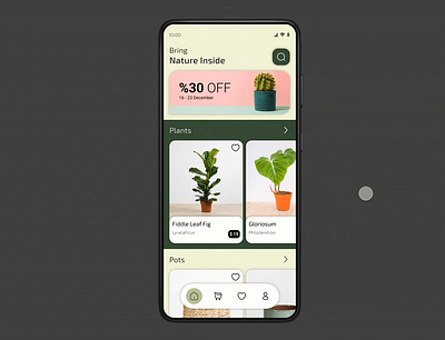 Leafy Plant Shop animation graphic design mobile plant prototype ui