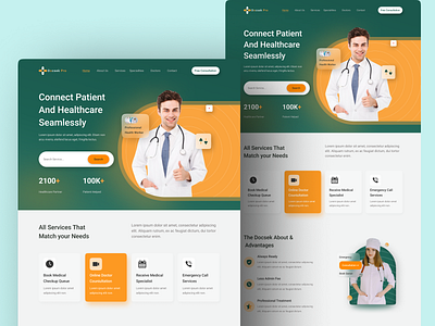 Docsek Pro-Healthcare Landing page❤️ consultation consulting doctor health healthcare hospital landing page madical care medical medical website medicin medicine patient service treatment ui uiux web design